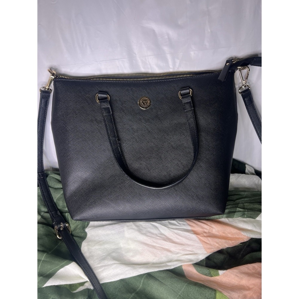 Anne Klein Satchel Crossbody Bag Black Zip Closure Sleek Beautiful - Picture 1 of 12